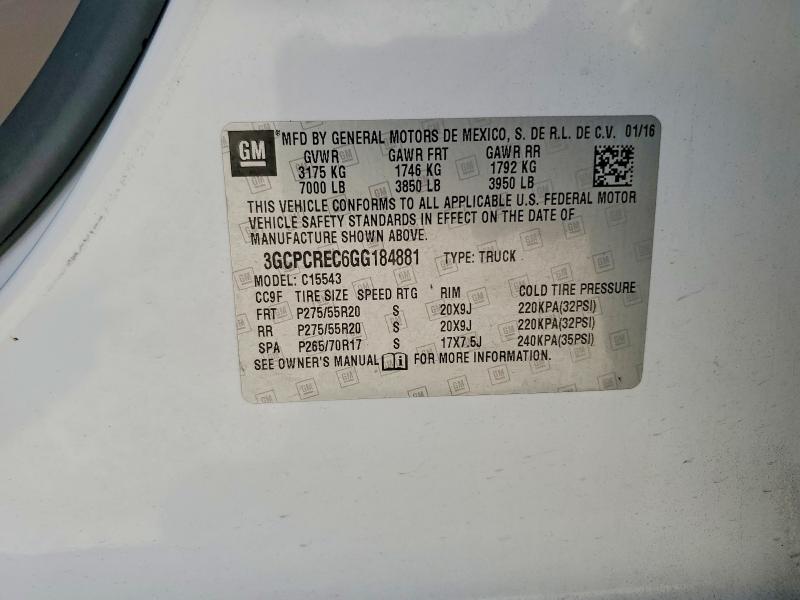 2016 Chevrolet Silverado მანქანა იყიდება აუქციონზე, vin: 3GCPCREC6GG184881, აუქციონის ნომერი: 61441386
