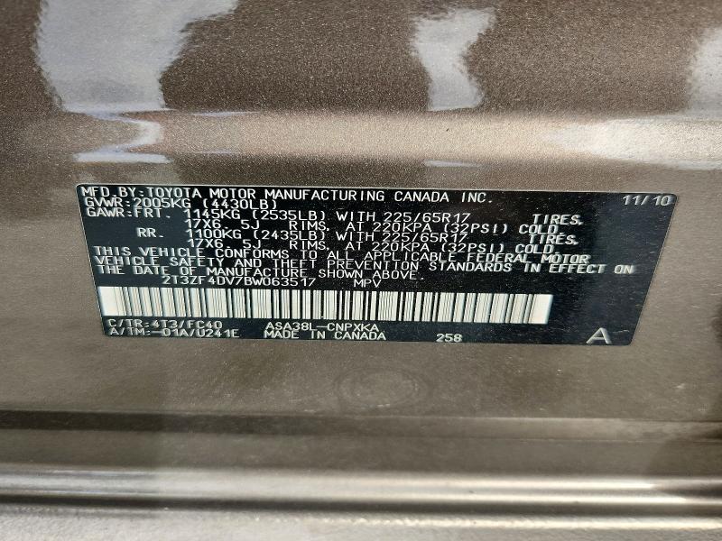 Aukcja sprzedaży 2011 Toyota Rav4, vin: 2T3ZF4DV7BW063517, numer aukcji: 61950926
