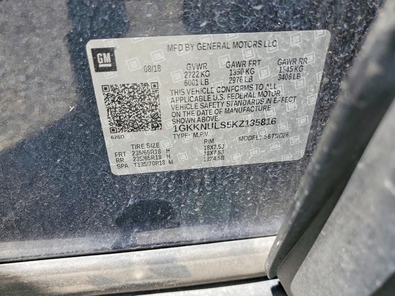 Aukcja sprzedaży 2019 Gmc Acadia, vin: 1GKKNULS5KZ135816, numer aukcji: 60829286