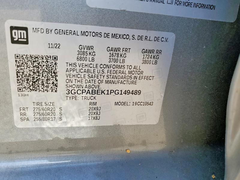 Продажа на аукционе авто 2023 Chevrolet Silverado, vin: 3GCPABEK1PG149489, номер лота: 60690326