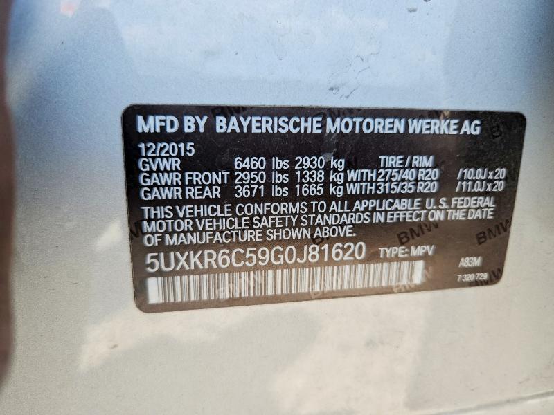 Продаж на аукціоні авто 2016 Bmw X5, vin: 5UXKR6C59G0J81620, номер лоту: 60410476