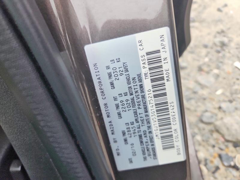60208486 :رقم المزاد ، JM1GJ1V53G1475216 vin ، 2016 Mazda 6 مزاد بيع