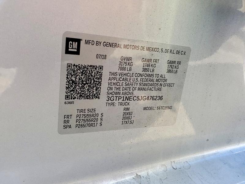 61332416 :رقم المزاد ، 3GTP1NEC5JG476236 vin ، 2018 Gmc Sierra مزاد بيع
