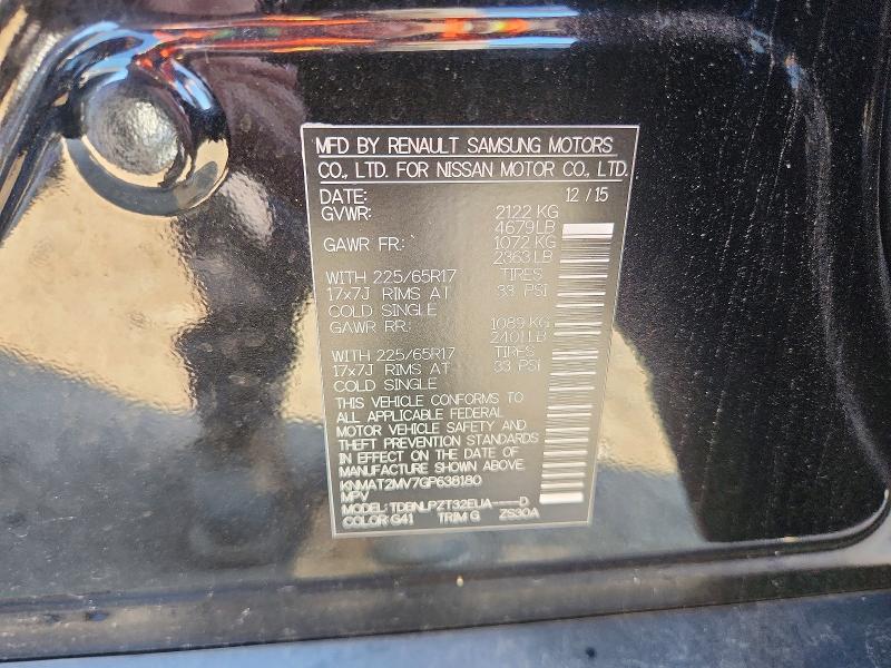60119806 :رقم المزاد ، KNMAT2MV7GP638180 vin ، 2016 Nissan Rogue مزاد بيع