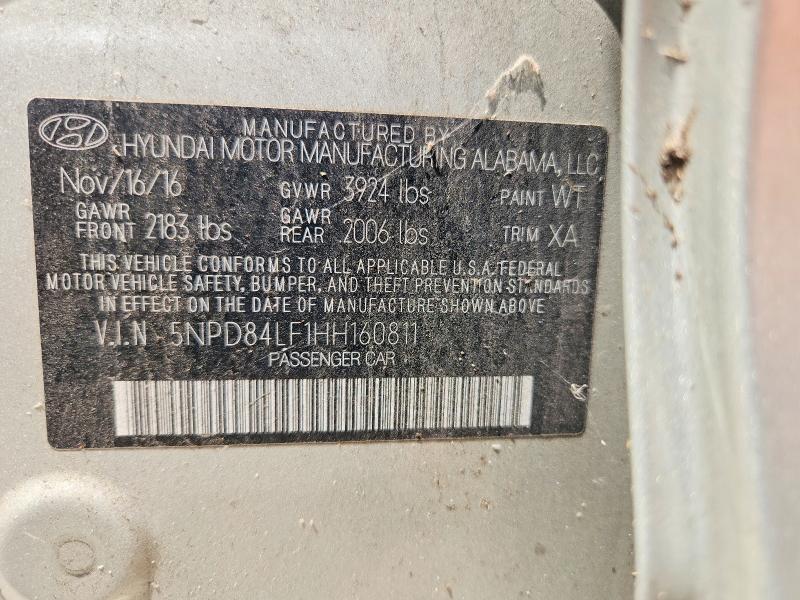 61873536 :رقم المزاد ، 5NPD84LF1HH160811 vin ، 2017 Hyundai Elantra مزاد بيع