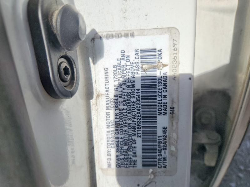 Продажа на аукционе авто 2004 Toyota Corolla, vin: 2T1BR32EX4C235414, номер лота: 60325696