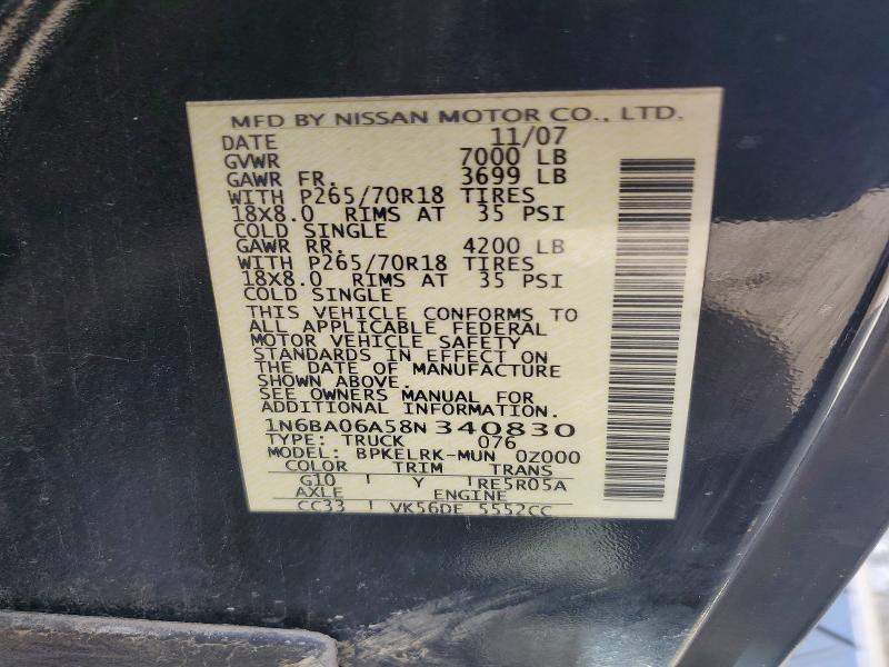 Продаж на аукціоні авто 2008 Nissan Titan, vin: 1N6BA06A58N340830, номер лоту: 61412136