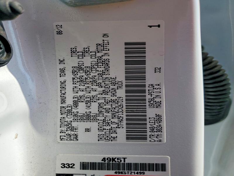 Aukcja sprzedaży 2012 Toyota Tundra, vin: 5TFHW5F13CX267319, numer aukcji: 59854526