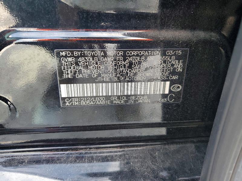 Aukcja sprzedaży 2015 Lexus Gs, vin: JTHBE1BL9FA010809, numer aukcji: 59356046