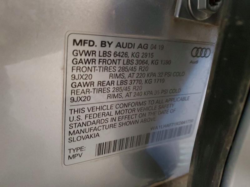 Aukcja sprzedaży 2019 Audi Q7, vin: WA1LHAF71KD041730, numer aukcji: 62119266