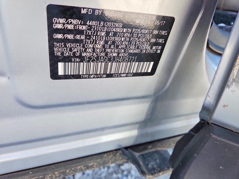 63033506 :رقم المزاد ، JF2SJAGC3JH408721 vin ، 2018 Subaru Forester مزاد بيع