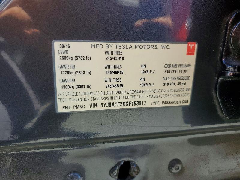 Aukcja sprzedaży 2016 Tesla Model S, vin: 5YJSA1E2XGF153017, numer aukcji: 60883246
