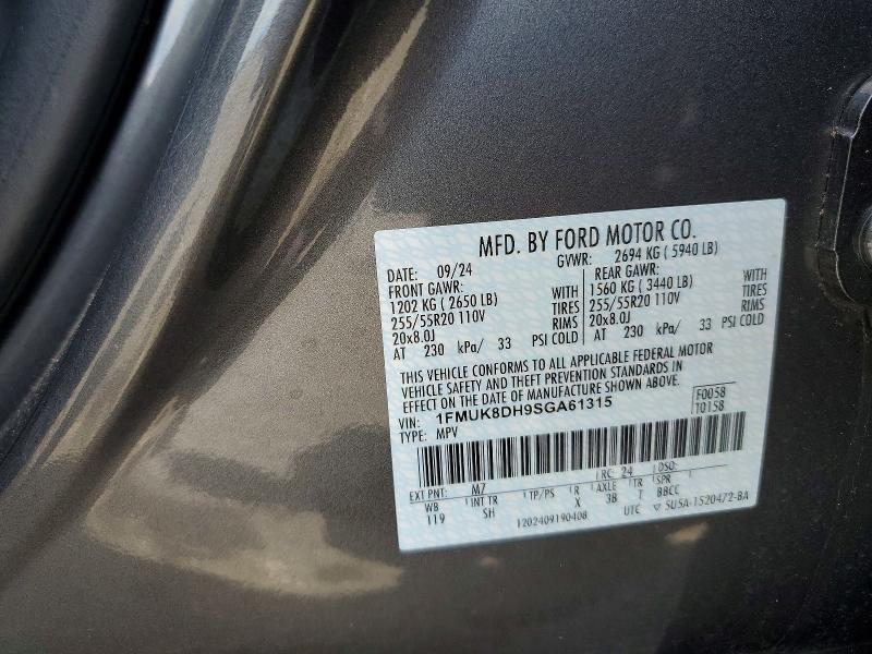 2025 Ford Explorer მანქანა იყიდება აუქციონზე, vin: 1FMUK8DH9SGA61315, აუქციონის ნომერი: 61006066
