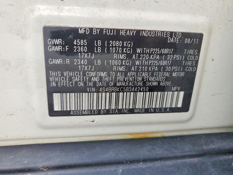 Продажа на аукционе авто 2011 Subaru Outback, vin: 4S4BRBKC5B3442450, номер лота: 95590035