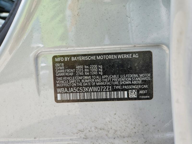 85637195 :رقم المزاد ، WBAJA5C53KWW07271 vin ، 2019 Bmw 530 مزاد بيع