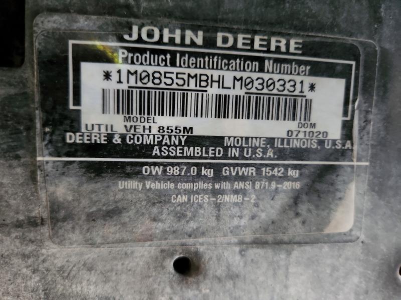 2020 John Deere Xuv855d მანქანა იყიდება აუქციონზე, vin: 1M0855MBHLM030331, აუქციონის ნომერი: 60072436