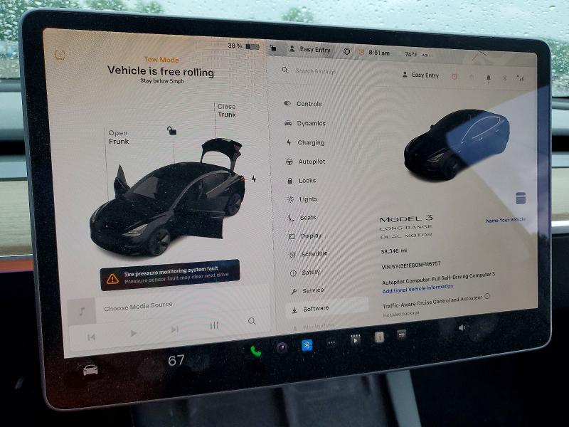 2022 Tesla Model 3 მანქანა იყიდება აუქციონზე, vin: 5YJ3E1EB0NF116757, აუქციონის ნომერი: 57653176