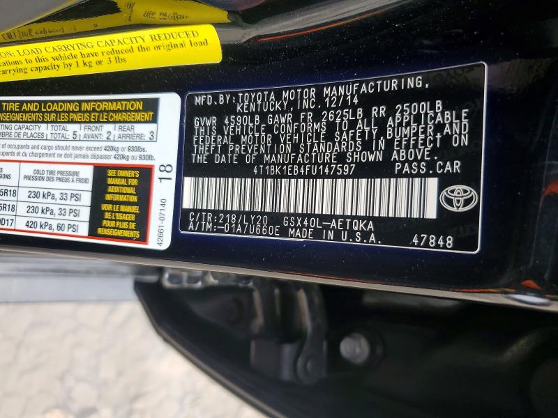 Aukcja sprzedaży 2015 Toyota Avalon, vin: 4T1BK1EB4FU147597, numer aukcji: 61144686