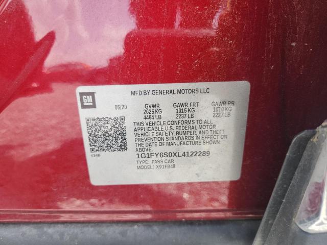 60220676 :رقم المزاد ، 1G1FY6S0XL4122289 vin ، 2020 Chevrolet Bolt Ev مزاد بيع