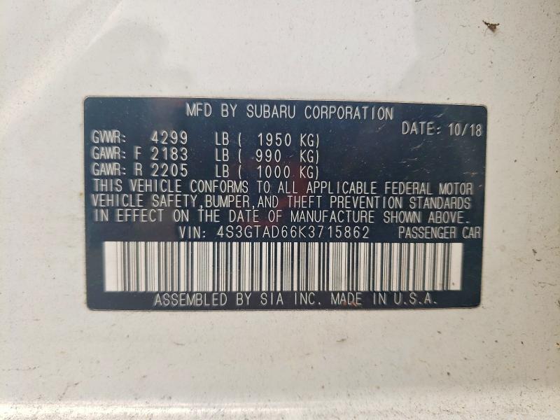 Продажа на аукционе авто 2019 Subaru Impreza, vin: 4S3GTAD66K3715862, номер лота: 60873976