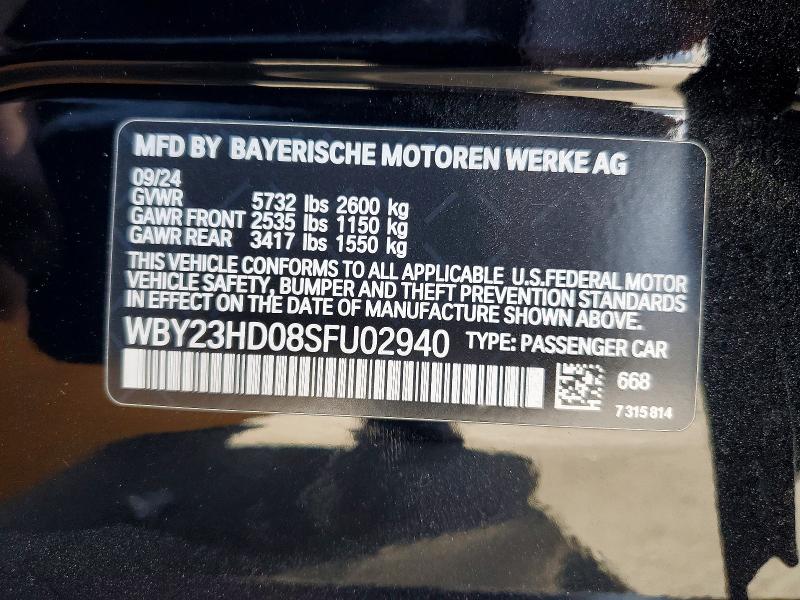 2025 Bmw I4 მანქანა იყიდება აუქციონზე, vin: WBY23HD08SFU02940, აუქციონის ნომერი: 63533446