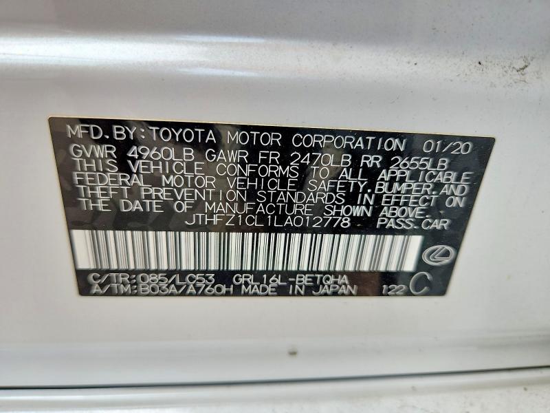 2020 Lexus Gs მანქანა იყიდება აუქციონზე, vin: JTHFZ1CL1LA012778, აუქციონის ნომერი: 59534406