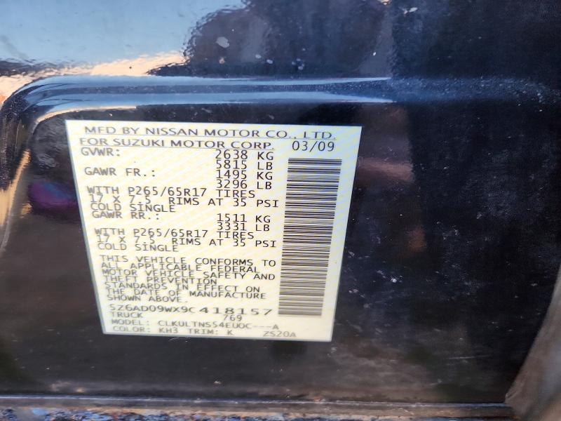 2009 Suzuki Equator მანქანა იყიდება აუქციონზე, vin: 5Z6AD09WX9C418157, აუქციონის ნომერი: 62671336