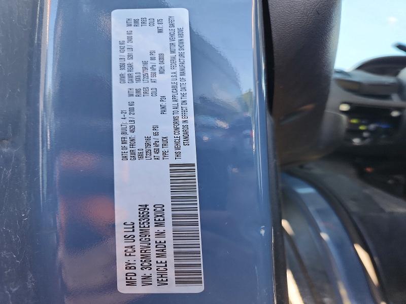 2021 Ram Promaster 3500 მანქანა იყიდება აუქციონზე, vin: 3C6MRVJG9ME536594, აუქციონის ნომერი: 59746146