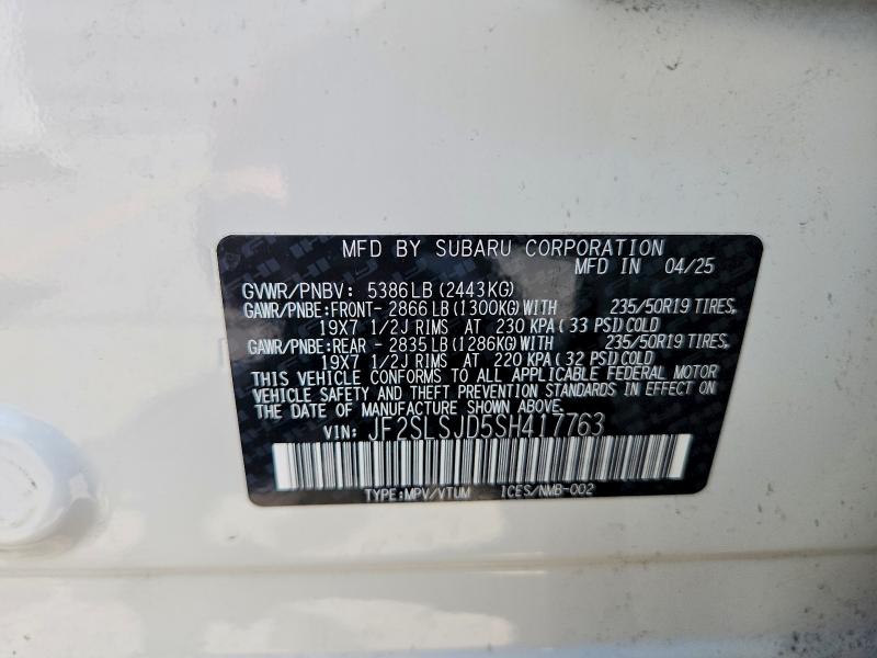 62238846 :رقم المزاد ، JF2SLSJD5SH417763 vin ، 2025 Subaru Forester مزاد بيع