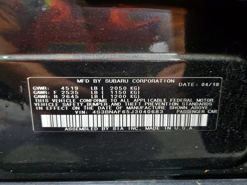 Aukcja sprzedaży 2018 Subaru Legacy, vin: 4S3BNAF65J3040683, numer aukcji: 60687946