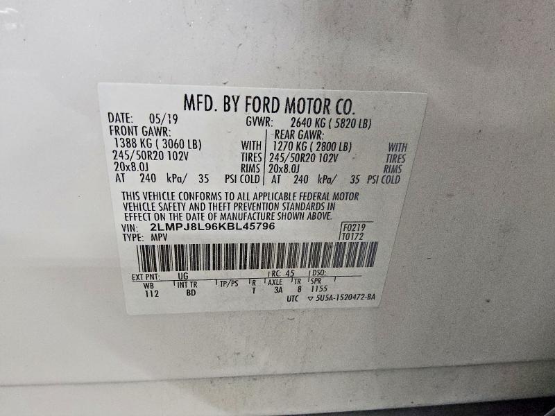 Продажа на аукционе авто 2019 Lincoln Nautilus, vin: 2LMPJ8L96KBL45796, номер лота: 59024286