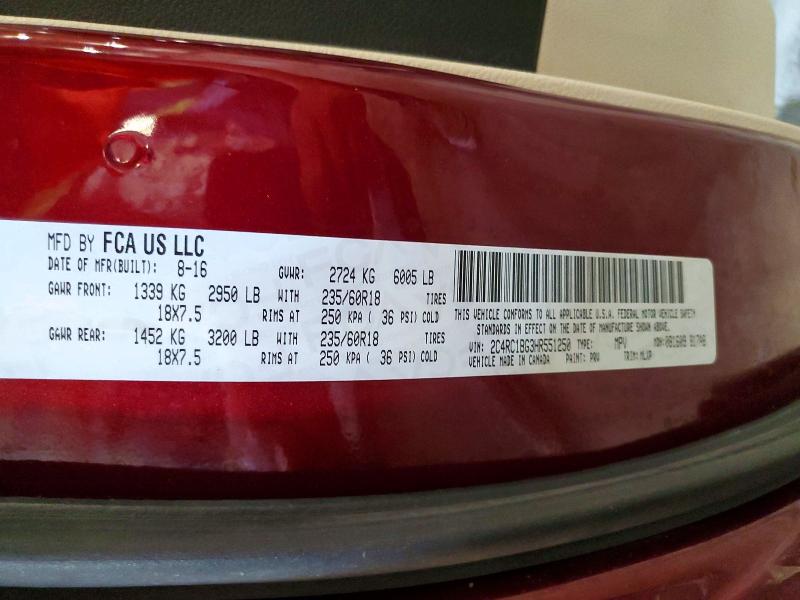 57721136 :رقم المزاد ، 2C4RC1BG3HR551250 vin ، 2017 Chrysler Pacifica مزاد بيع