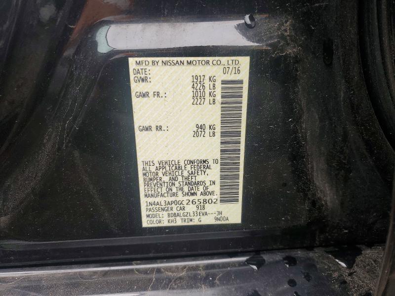 2016 Nissan Altima მანქანა იყიდება აუქციონზე, vin: 1N4AL3AP0GC265802, აუქციონის ნომერი: 58690106