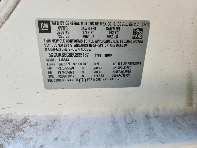 61794206 :رقم المزاد ، 3GCUKSEC6EG535167 vin ، 2014 Chevrolet Silverado مزاد بيع