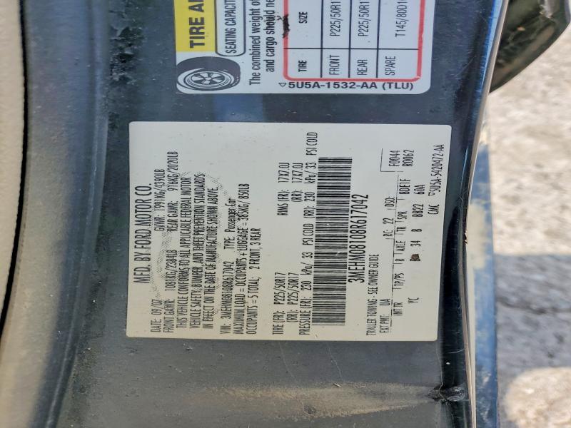 2008 Mercury Milan მანქანა იყიდება აუქციონზე, vin: 3MEHM08108R617042, აუქციონის ნომერი: 59841336