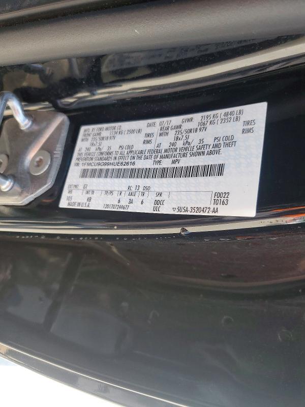 Aukcja sprzedaży 2017 Ford Escape, vin: 1FMCU9G99HUE62616, numer aukcji: 61297086