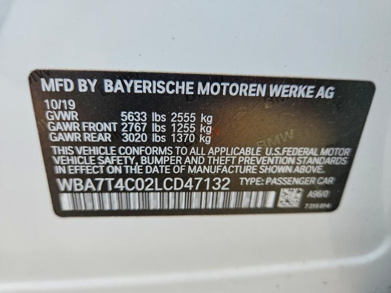 Продажа на аукционе авто 2020 Bmw 740, vin: WBA7T4C02LCD47132, номер лота: 62471046