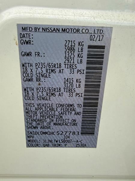 Продаж на аукціоні авто 2017 Infiniti Qx60, vin: 5N1DL0MM1HC527783, номер лоту: 60419386