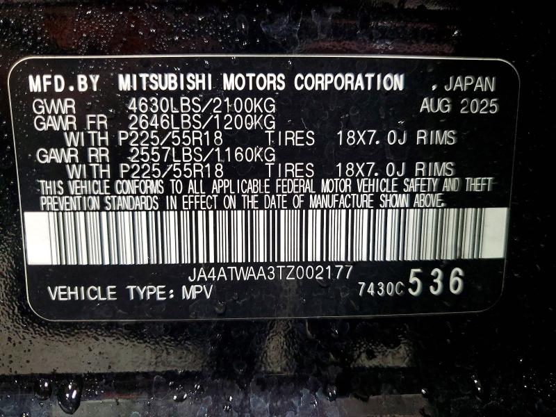 62587246 :رقم المزاد ، JA4ATWAA3TZ002177 vin ، 2026 Mitsubishi Eclipse Cross مزاد بيع