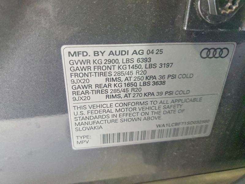Aukcja sprzedaży 2025 Audi Q7, vin: WA1LCBF71SD032580, numer aukcji: 61851496