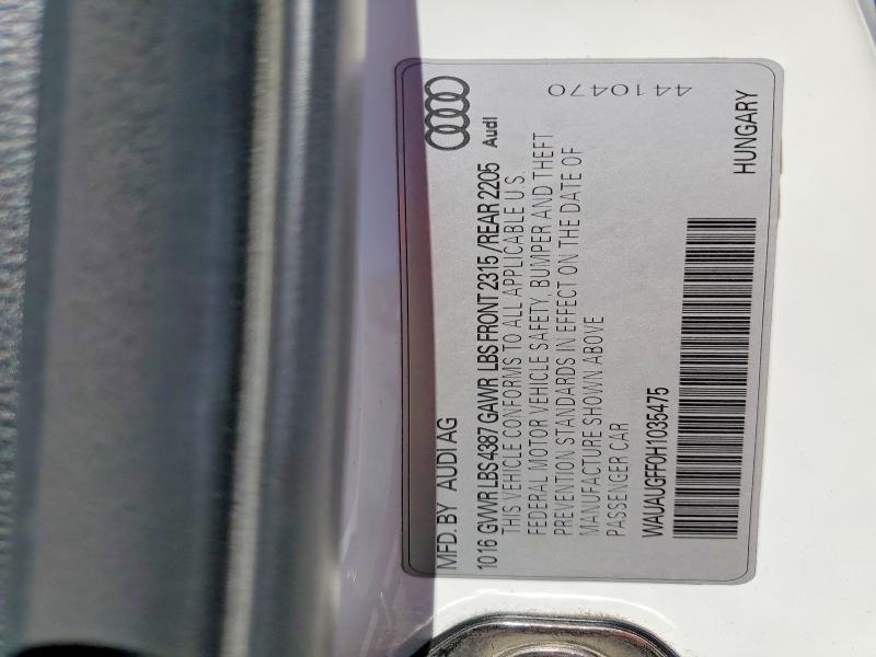 Продаж на аукціоні авто 2017 Audi A3, vin: WAUAUGFF0H1035475, номер лоту: 60431286