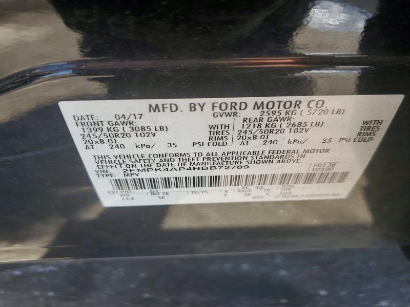 62304456 :رقم المزاد ، 2FMPK4AP4HBB72789 vin ، 2017 Ford Edge مزاد بيع