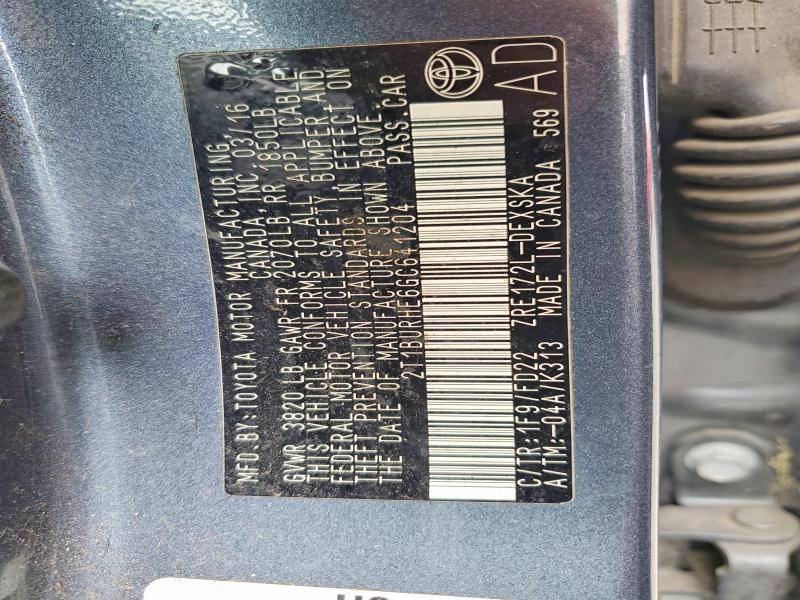 59631636 :رقم المزاد ، 2T1BURHE6GC641204 vin ، 2016 Toyota Corolla مزاد بيع