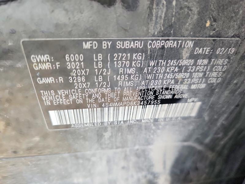 2019 Subaru Ascent მანქანა იყიდება აუქციონზე, vin: 4S4WMAPD6K3457955, აუქციონის ნომერი: 60382946