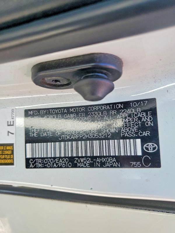 62643116 :رقم المزاد ، JTDKARFP2H3053212 vin ، 2017 Toyota Prius Prime مزاد بيع