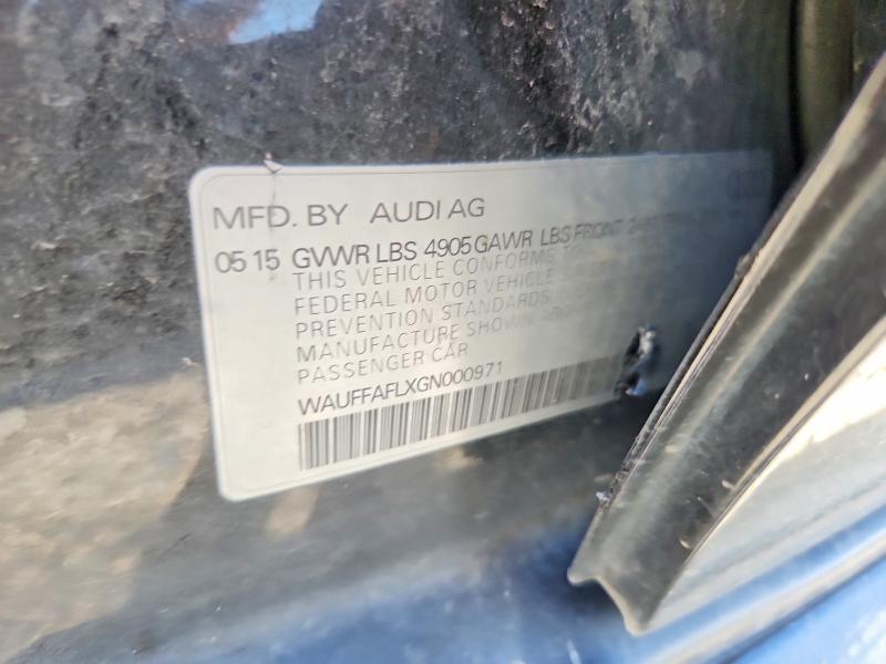 2016 Audi A4 მანქანა იყიდება აუქციონზე, vin: WAUFFAFLXGN000971, აუქციონის ნომერი: 60656376