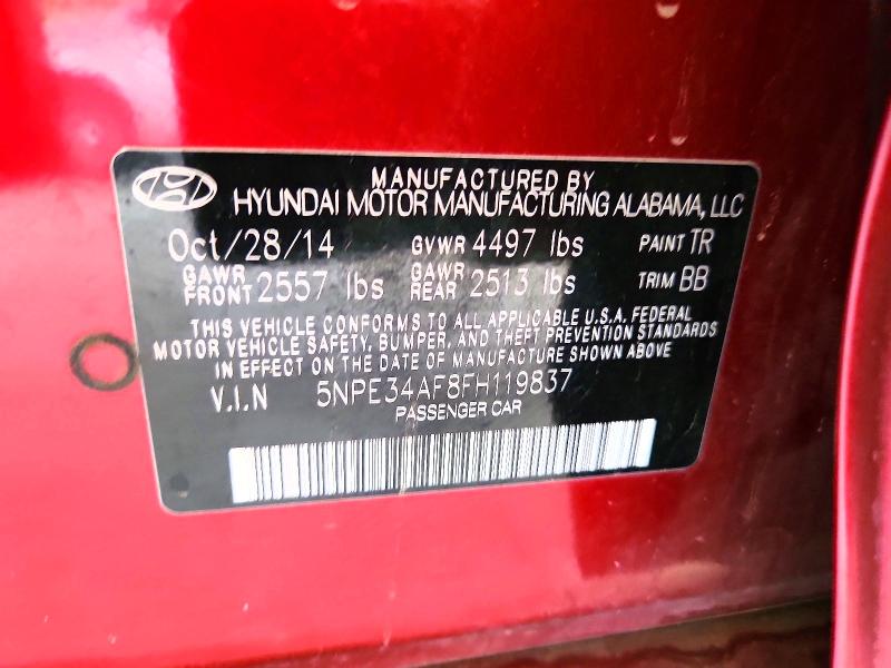 59892506 :رقم المزاد ، 5NPE34AF8FH119837 vin ، 2015 Hyundai Sonata مزاد بيع