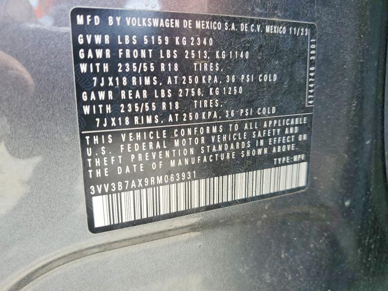 Aukcja sprzedaży 2024 Volkswagen Tiguan, vin: 3VV3B7AX9RM063931, numer aukcji: 76292385