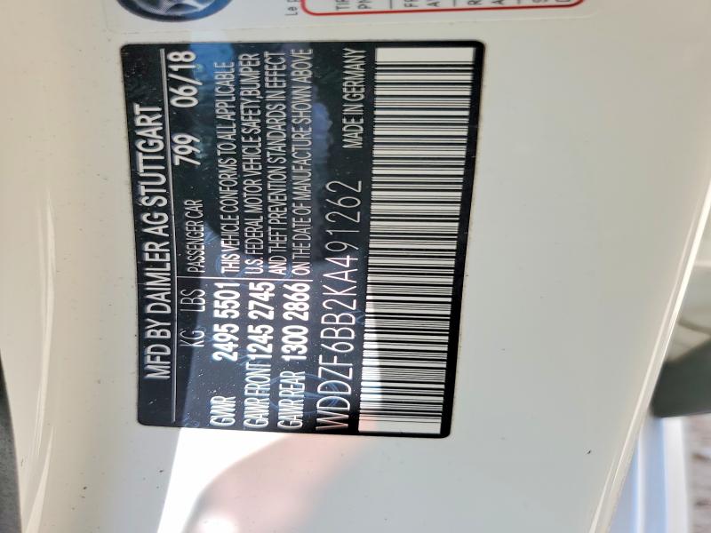 61387266 :رقم المزاد ، WDDZF6BB2KA491262 vin ، 2019 Mercedes-benz Amg E53 مزاد بيع