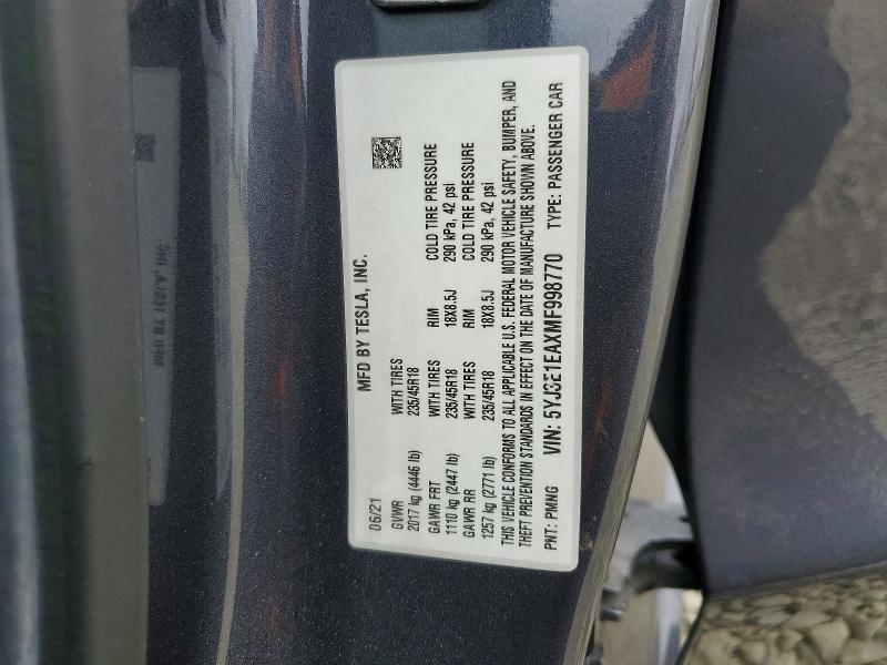 Продажа на аукционе авто 2021 Tesla Model 3, vin: 5YJ3E1EAXMF998770, номер лота: 58843206
